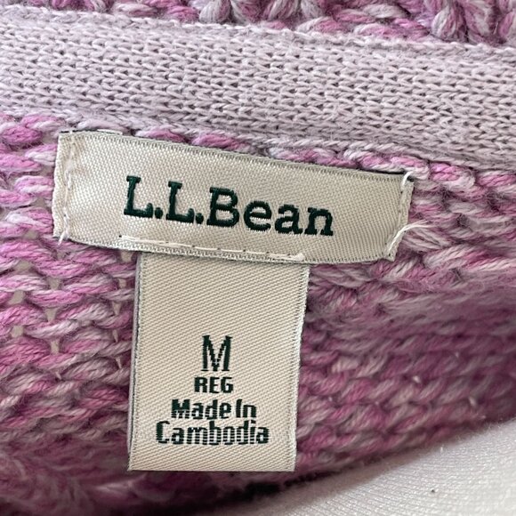 LL Bean Womens Medium Cable Knit Sweater Purple Heather Long Sleeve Crewneck - Picture 3 of 8